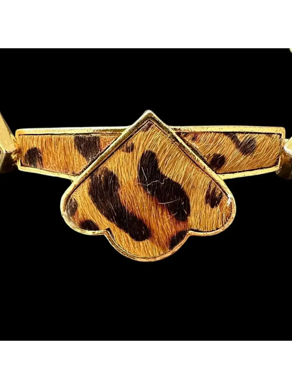 Leopard Print Gold Tone Spade Bracelet